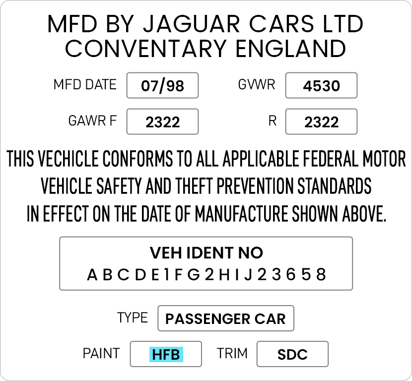 Jaguar Paint Code