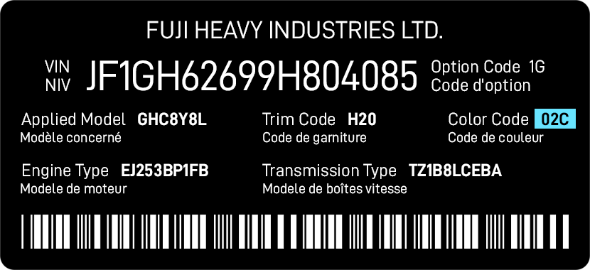 Subaru Paint Code