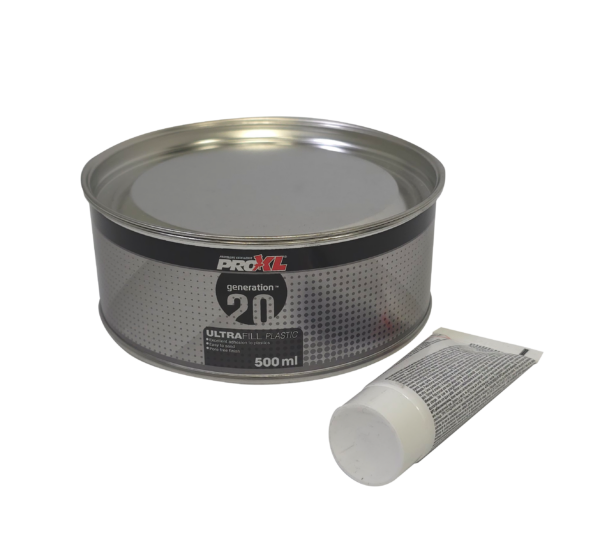 a two-part filler designed for repairing holes, scratches, and scuffs on plastic vehicle parts like bumpers and trims.