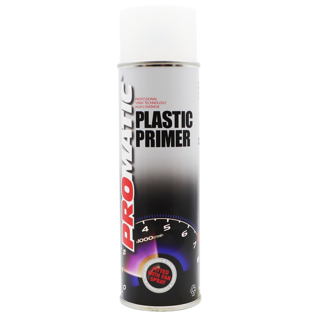 a transparent spray primer designed to improve paint adhesion on plastic surfaces.