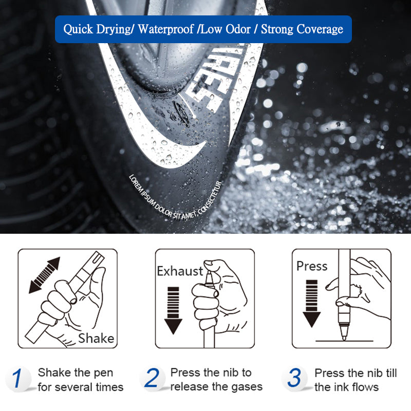 Car Tire Paint Marker – Durable Waterproof Ink Pen for Rubber & Wheel Lettering