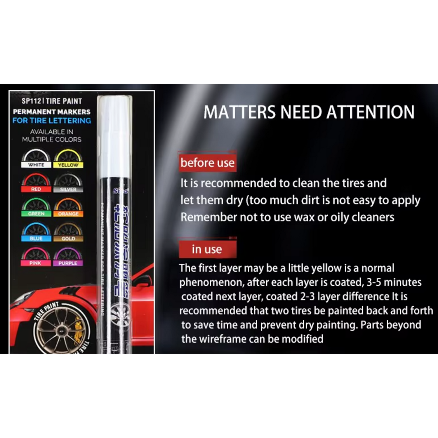 Car Tire Paint Marker – Durable Waterproof Ink Pen for Rubber & Wheel Lettering