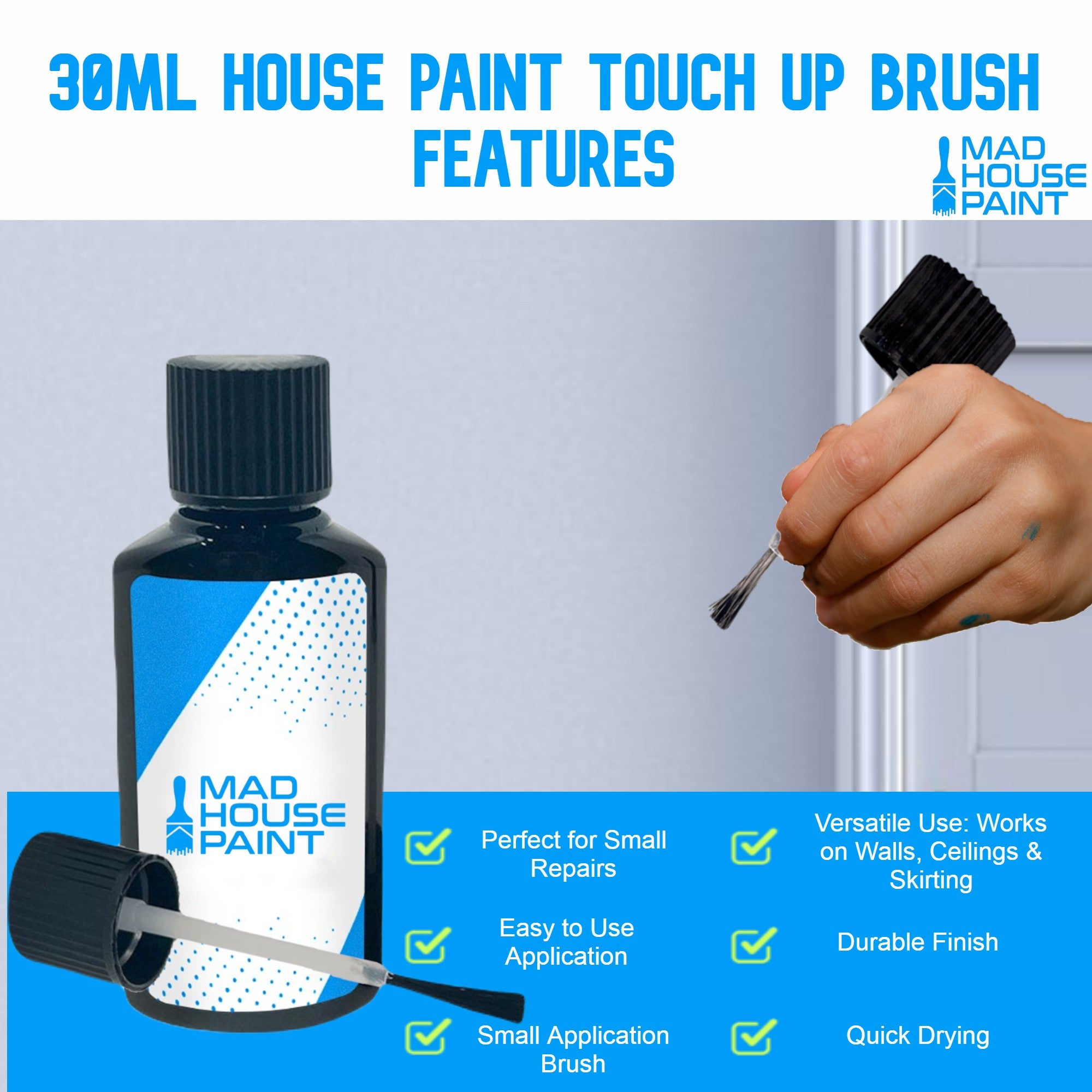 Brilliant White, Matte, House Touch Up Paint Bottle & Brush