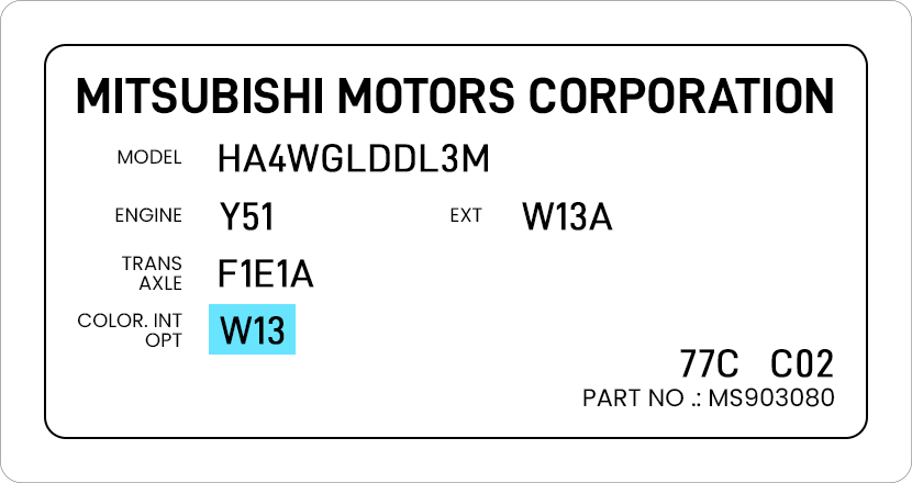 Mitsubishi Paint Code