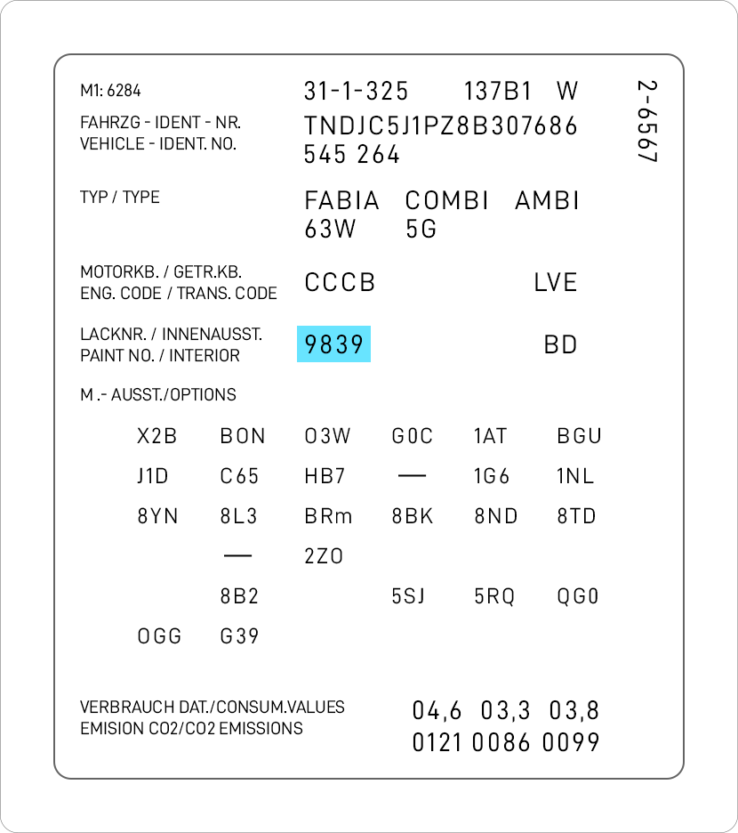 Skoda Paint Code