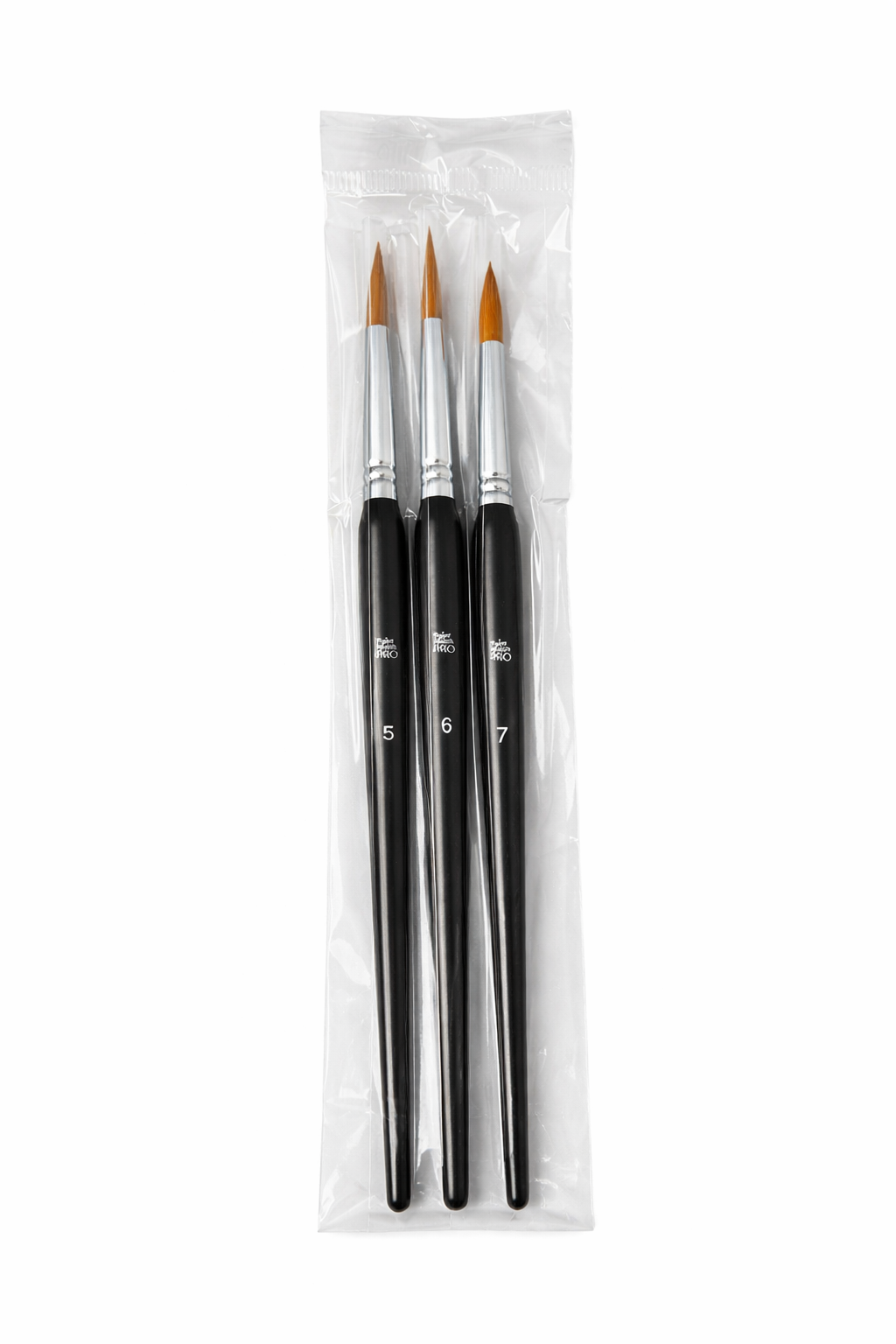 synthetic nylon round paint brushes with black handles