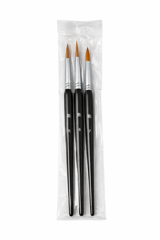 synthetic nylon round paint brushes with black handles