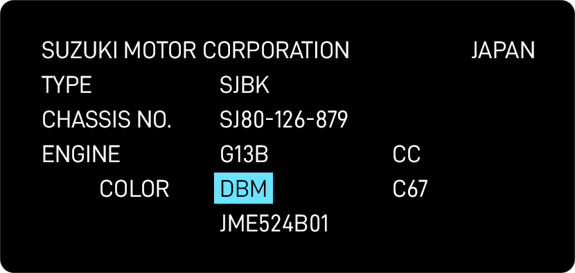Suzuki Paint Code
