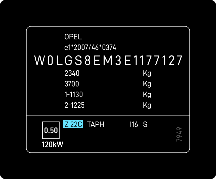 Vauxhall Paint Code