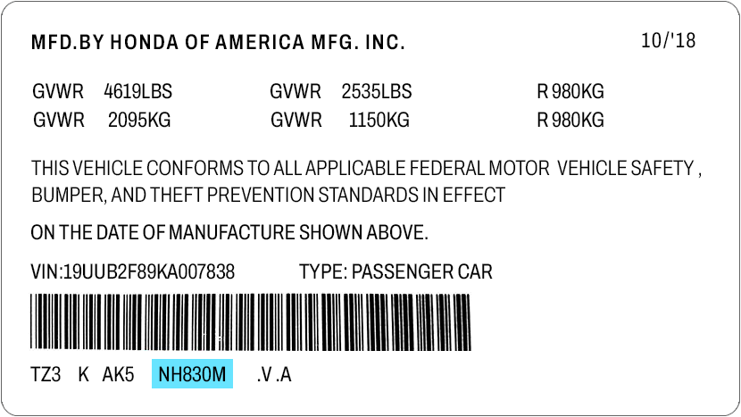 Acura Paint Code